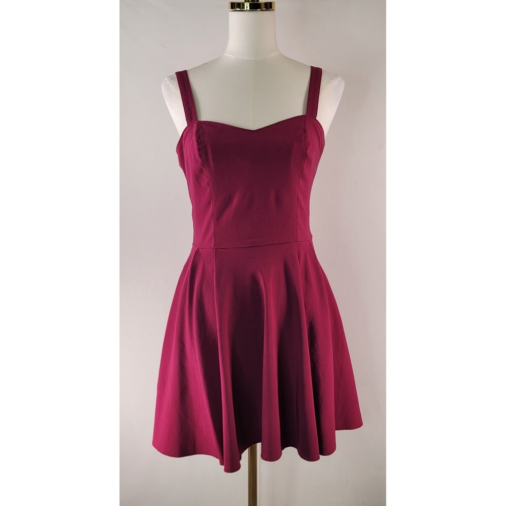 ASOS Fit & Flare Open Back Skater Dress Berry Pink Sleeveless US 6